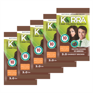 Korra Hair Colouring Shampoo - Darkest Brown (Pack of 5)