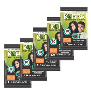 Korra Hair Colouring Shampoo - Natural Black (Pack of 5)